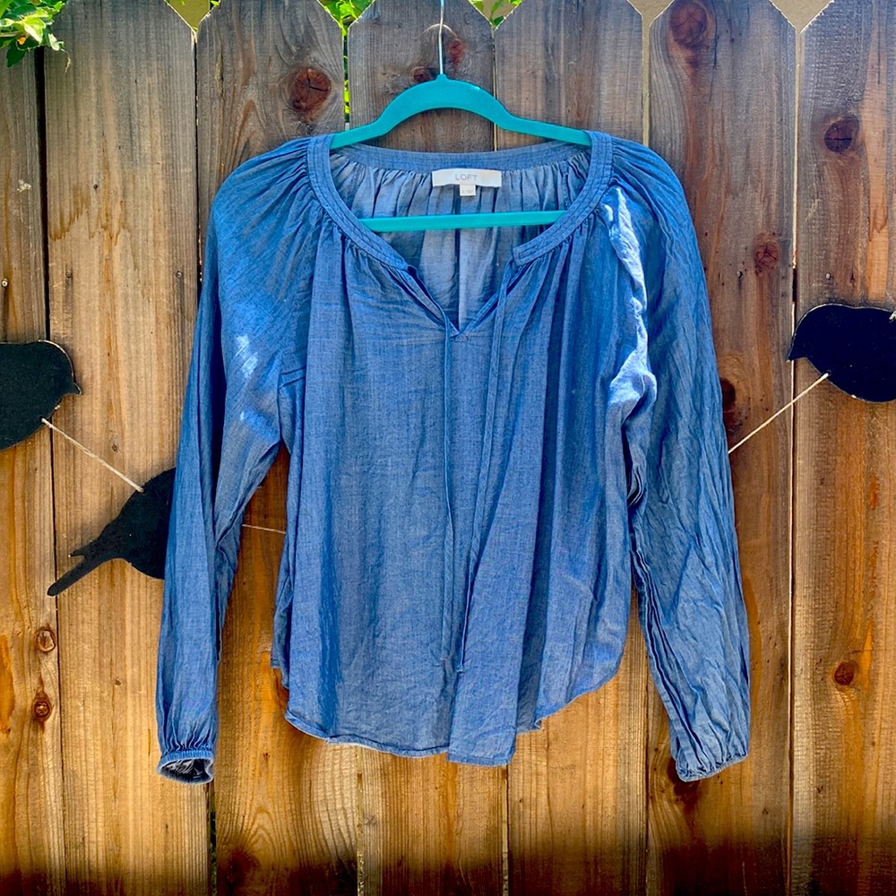 Blue LOFT top, size small